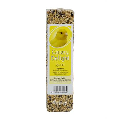 Wombaroo Canary Delight ขนมนกคีรีบูน นกฟินช์ ธัญพืชรวม เสริมแคลเซียม แบบแท่ง มีลวดแขวนกรง (75g)
